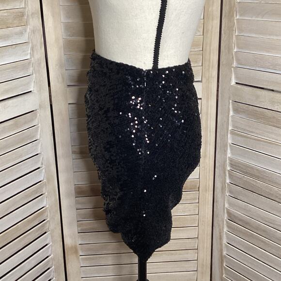 Ronny Kobo Basilla Ruched Black Micro Sequin Mini Skirt M 6 US $348 - Picture 7 of 10